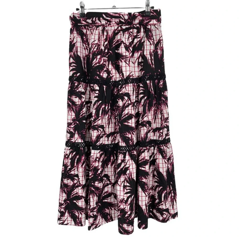 NWT - DIANE VON FURSTENBERG Lucia Tiered Cotton Midi Skirt in Palm White - Sz 6 - Picture 6 of 12